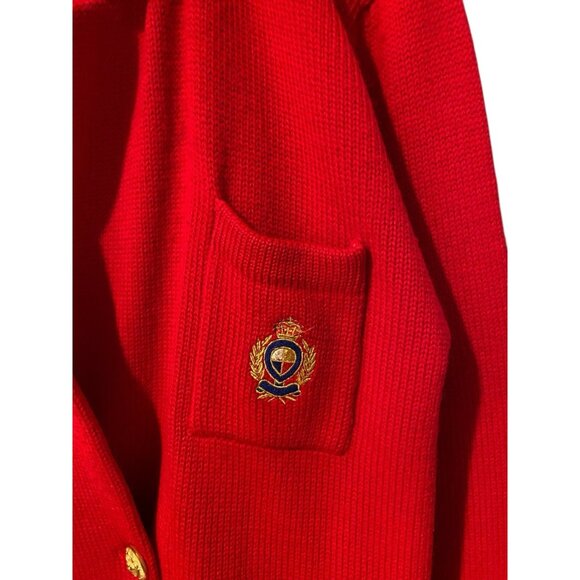 VINTAGE NORDSTROM POINT OF VIEW WOOL CARDIGAN SWEATER WITH CREST OLD MONEY - Picture 2 of 4